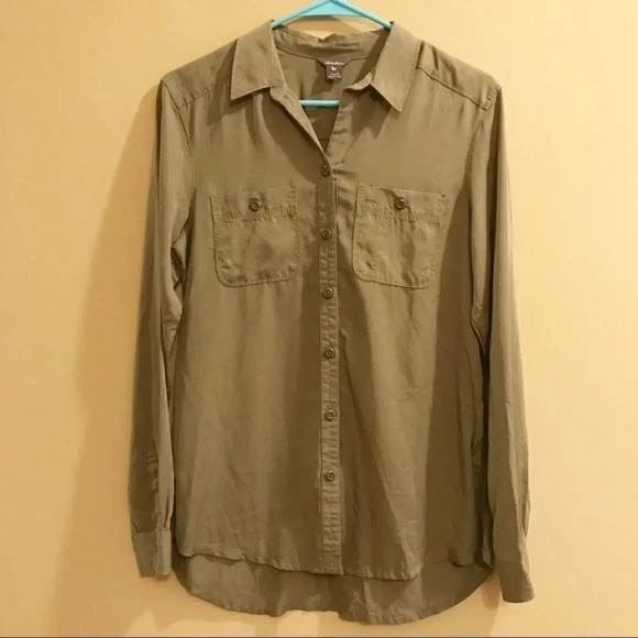 Eddie Bauer Two Pocket Button Front Shirt Sprig Olive Green Women’s Size Small S - Picture 1 of 8